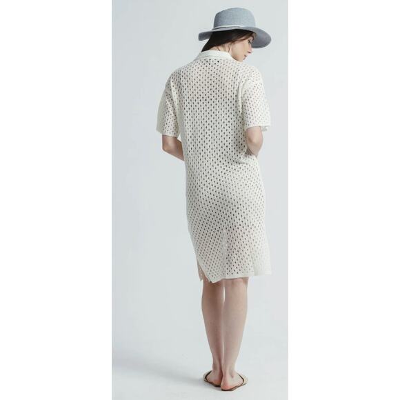 PrettyLittleThing White Eyelet Knit Polo Dress size XL - Picture 10 of 10